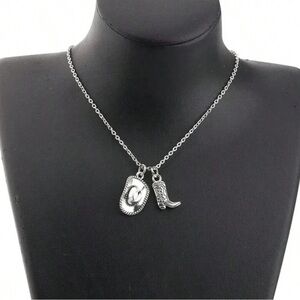 Cowgirl Cowboy Boot Hat Pendant Necklace